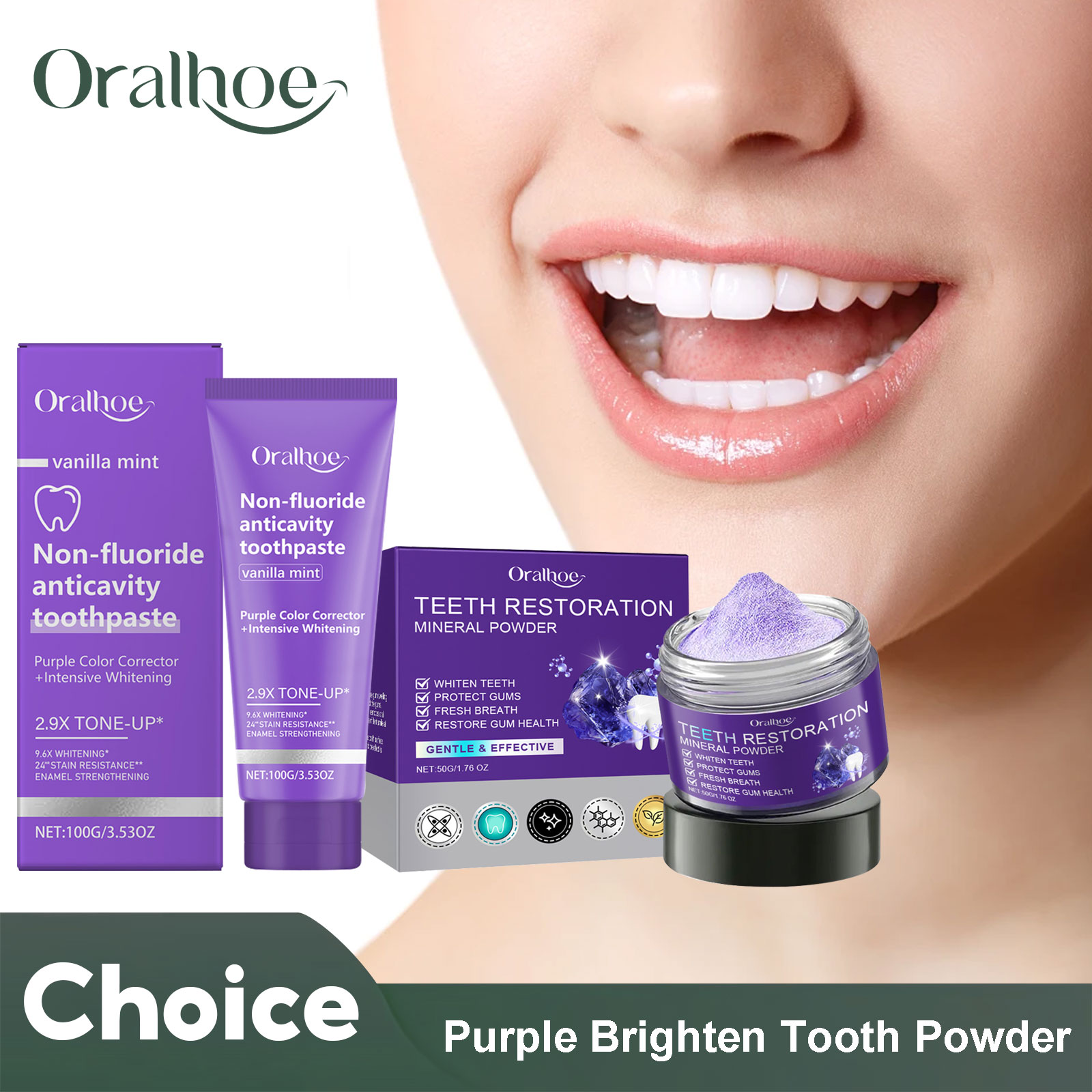 Teeth Whitening Q&M - 치아 복원 미네랄 파우더 치아 미백,