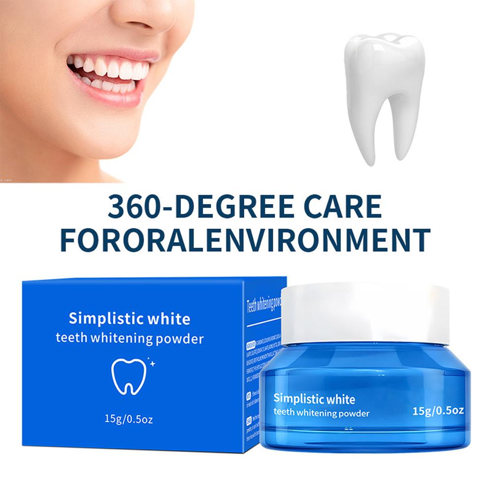 심플한 화이트닝 치아 미백 파우더 얼룩 제거 치아 파우 - Teeth Whitening Q&M 리뷰 및 가격