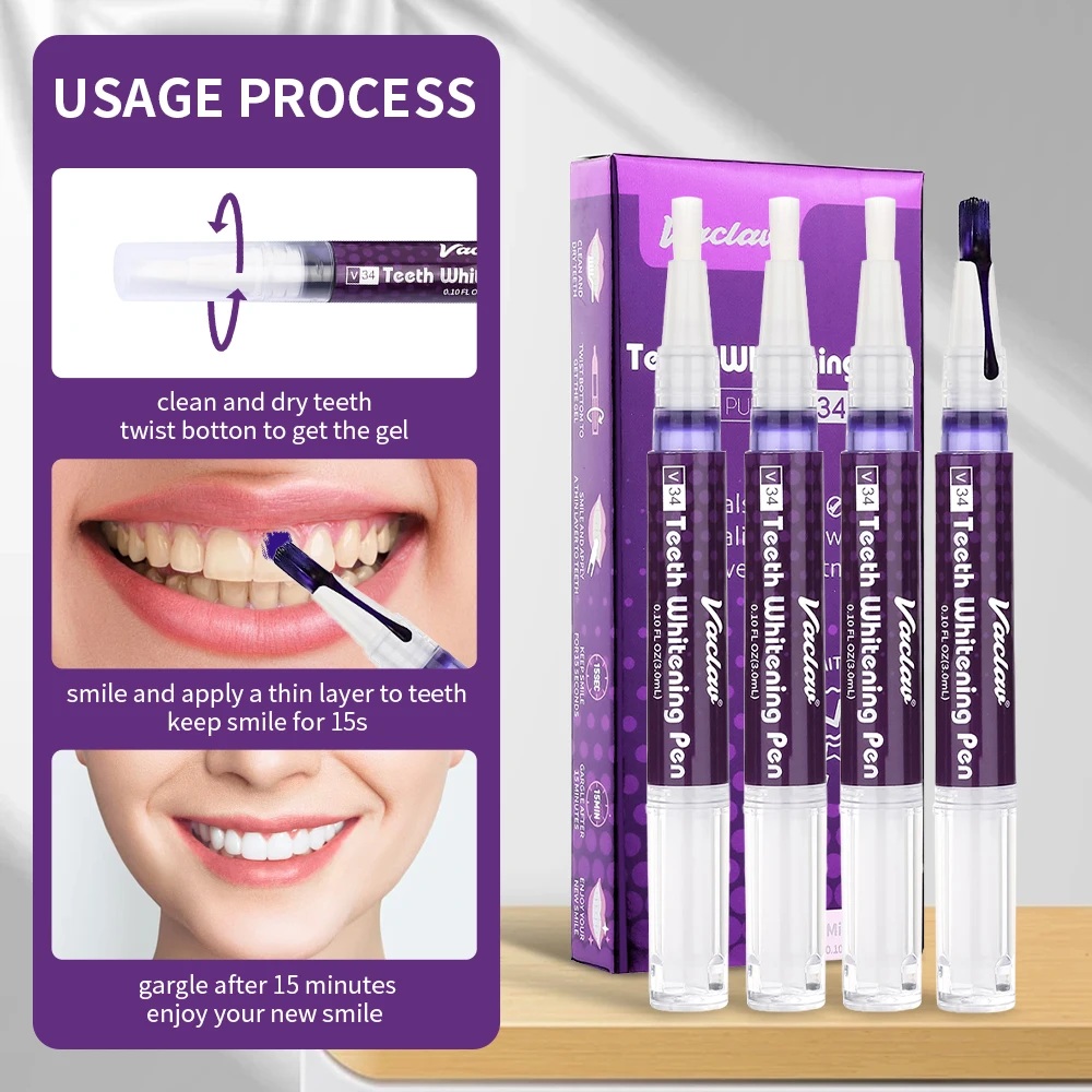 바클라프 V34 퍼플 치아 미백 젤 펜, 즉각적인 치아 - Teeth Whitening Q&M 리뷰 및 가격